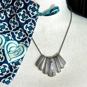 Brighton Andorra Necklace Multi-bar Pendants Silver Plated with Cloth Bag